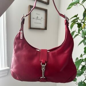Coach Red Leather Shoulder Bag - Hampton clip 2003